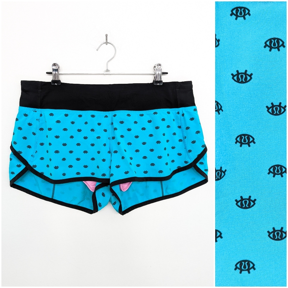 🦄 RARE Lululemon Seawheeze Speed Short Polkadot Eyes Gusto Blue